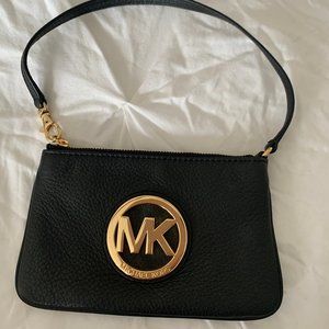 Michael Kors black leather wristlet